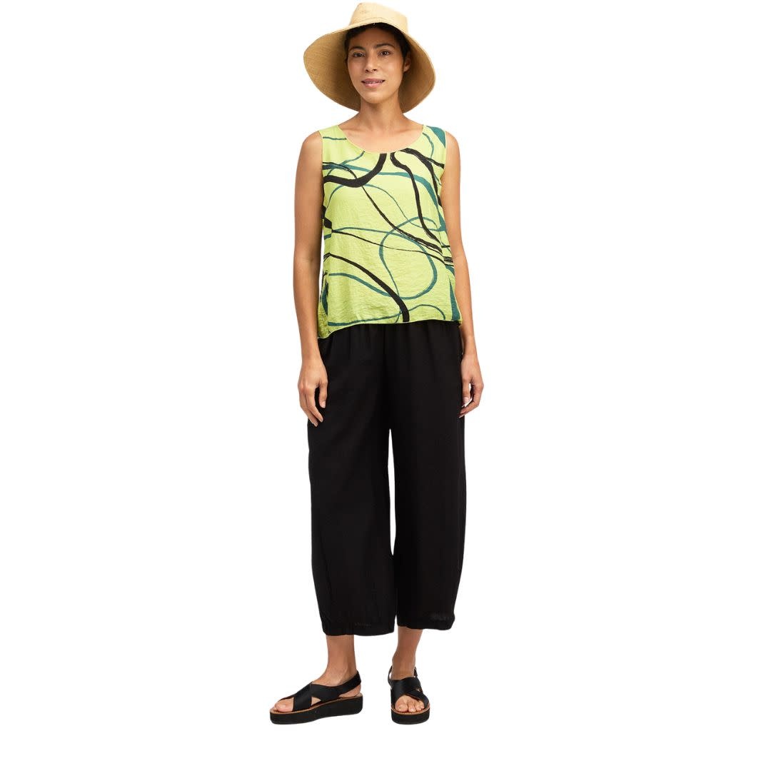 Cut Loose Rayon Parachute Cropped Pant with Darts
