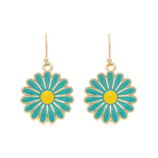 Rain Jewelry Gold Green Daisy Earring