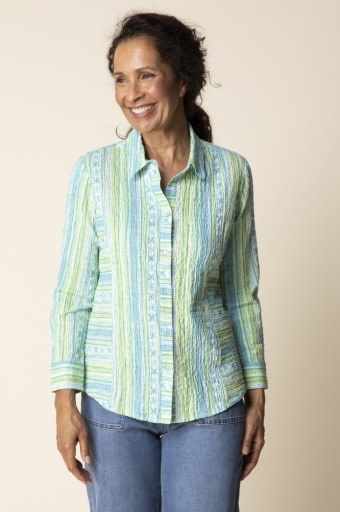 Habitat Clothes to Live In Crinkle Ctn Stripe Side Panel Shape Shirt