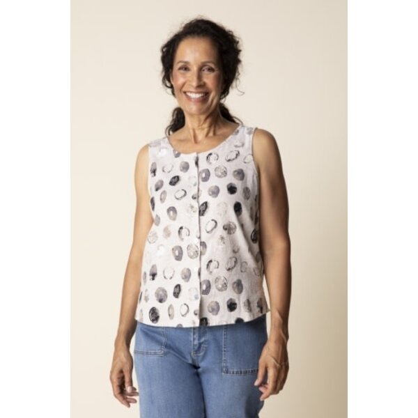 Habitat Clothes to Live In Linen Dot Pleat Back Button Tank