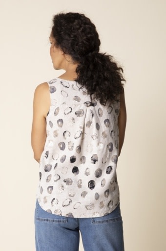 Habitat Clothes to Live In Linen Dot Pleat Back Button Tank