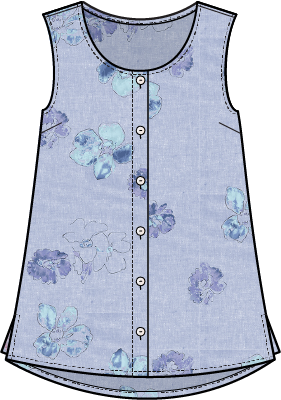 Habitat Clothes to Live In Linen Floral Pleat Back Button Tank
