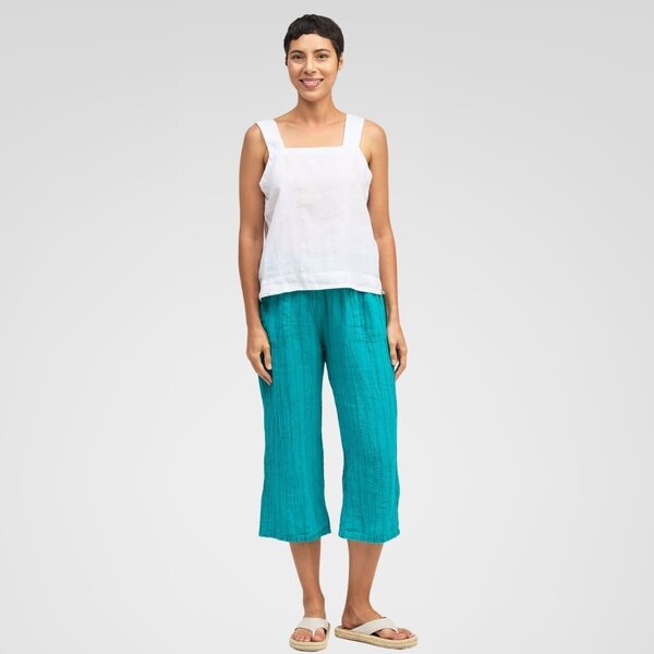 Cut Loose Hanky Linen Square Neck Shell