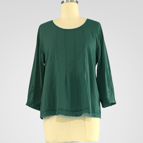 Kleen 3/4 Sleeve Tucks Front Top