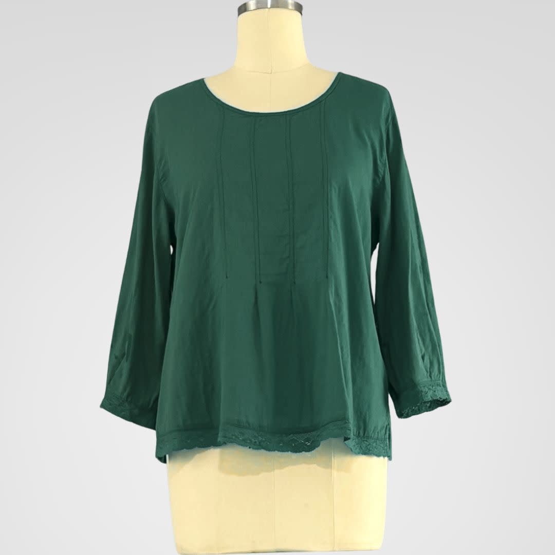 Kleen 3/4 Sleeve Tucks Front Top