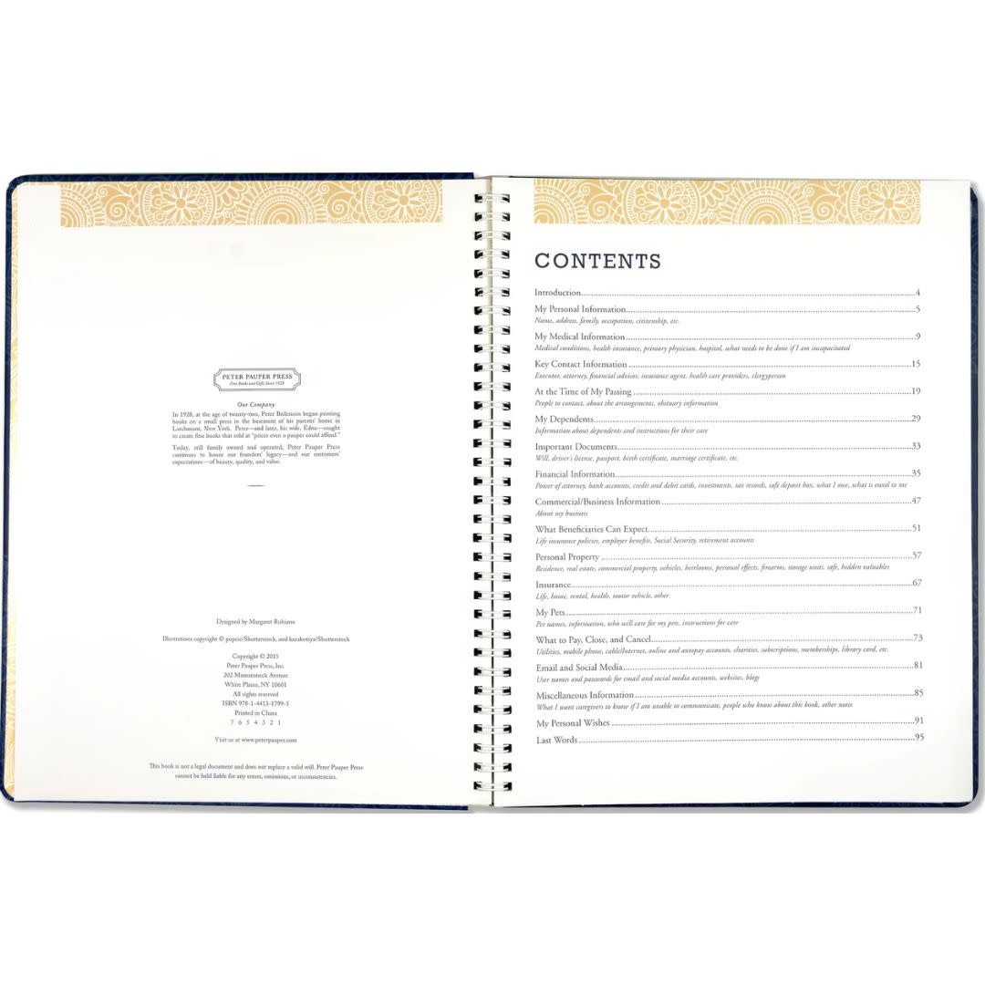 Peter Pauper Peace of Mind Planner