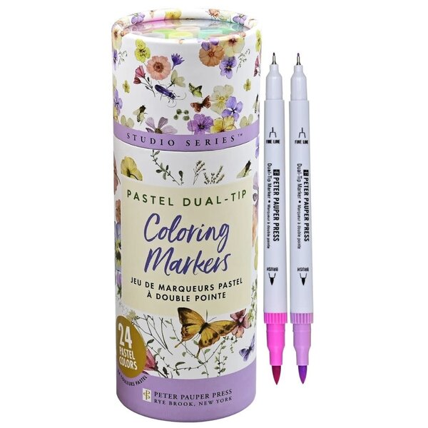 Peter Pauper Studio Series Dual-Tip Pastel Markers (Set of 24)
