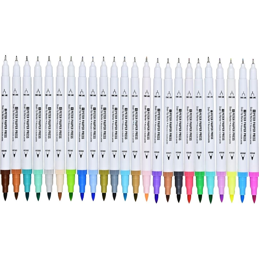 Peter Pauper Studio Series Dual-Tip Pastel Markers (Set of 24)