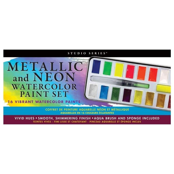 Peter Pauper Studio Series Metallic & Neon Watercolor Paint Set