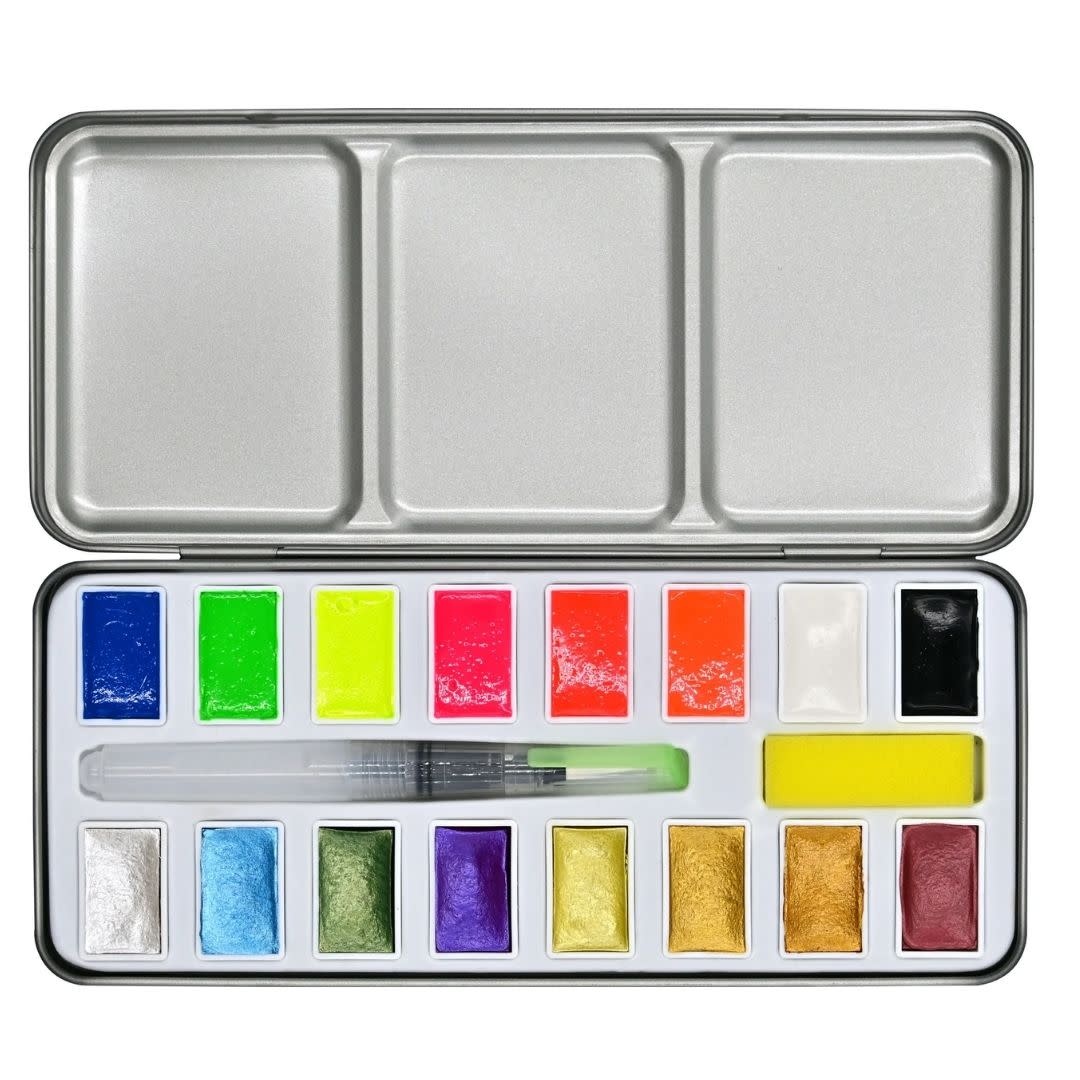 Peter Pauper Studio Series Metallic & Neon Watercolor Paint Set