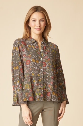 Habitat Clothes to Live In Rayon Crepe Garden Flounce Shirt