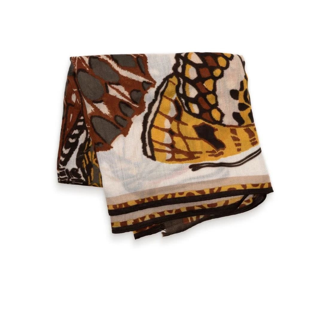 Joy Susan Scarf Coffee Butterfly Migration