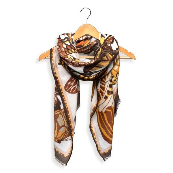 Joy Susan Scarf Coffee Butterfly Migration