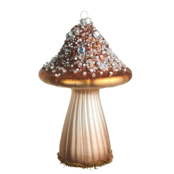Raz Imports 6.25" Brown Jewel Crusted Mushroom Ornament
