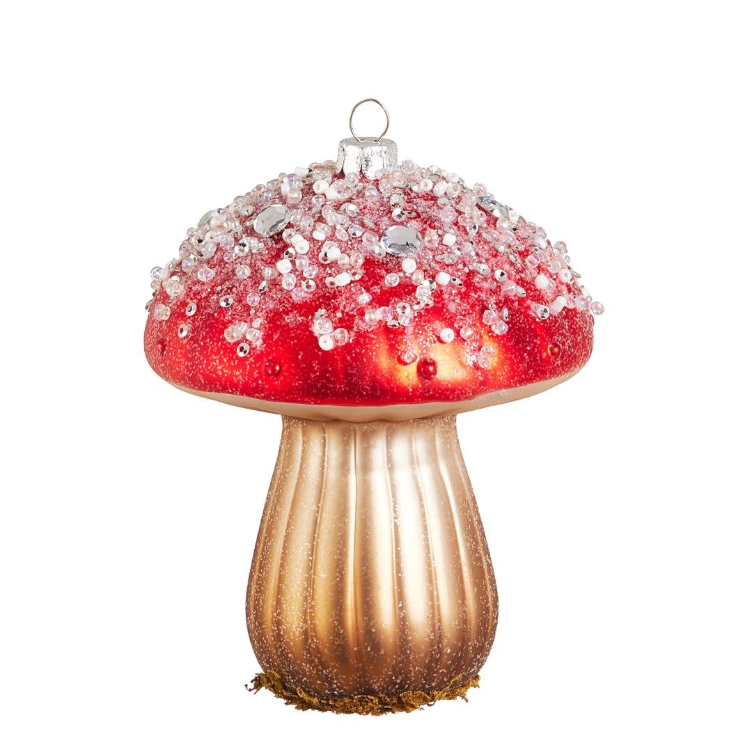 Raz Imports 4.5" Red Jewel Crusted Mushroom Ornament
