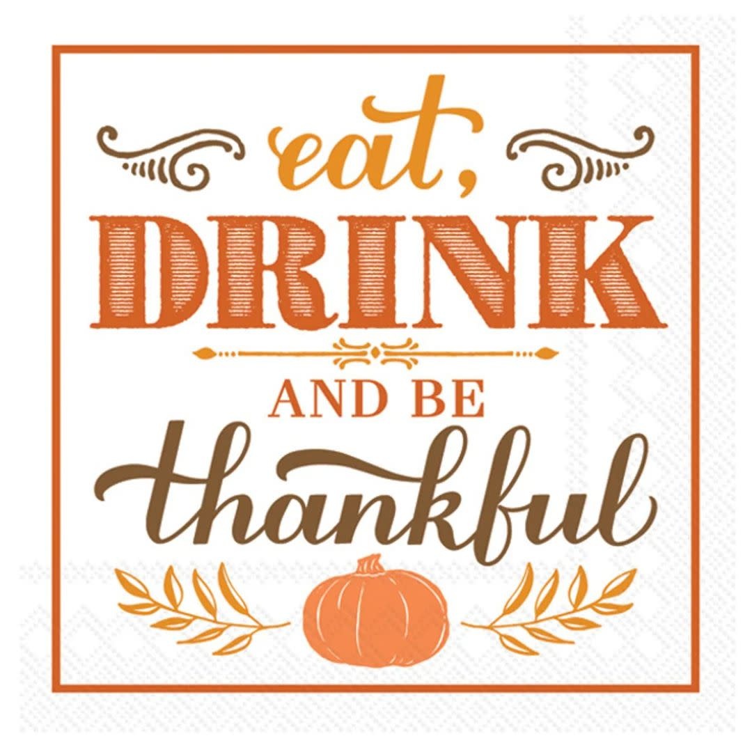 Boston International Eat Drink Be Thankful Cocktail Napkin