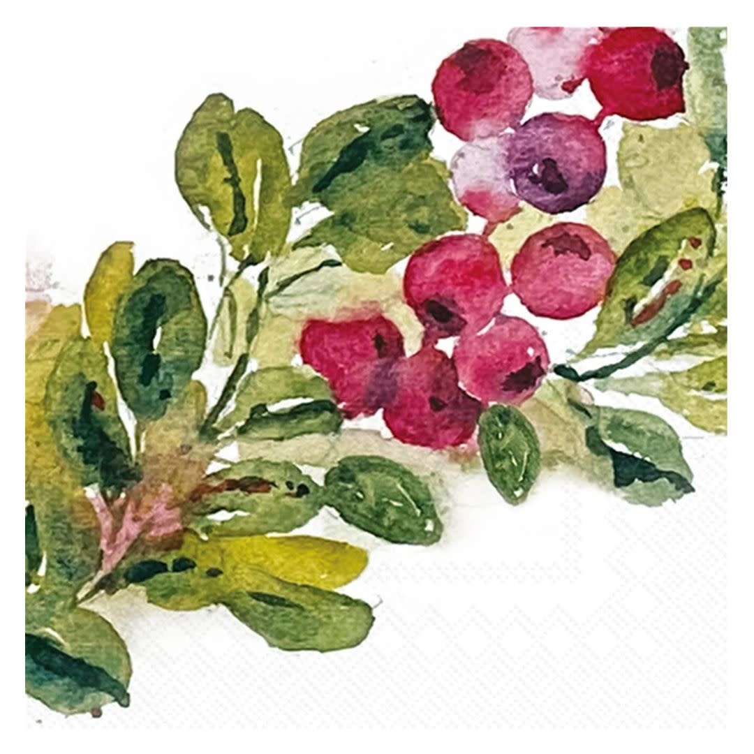 Boston International Cranberry Wreath Cocktail Napkin