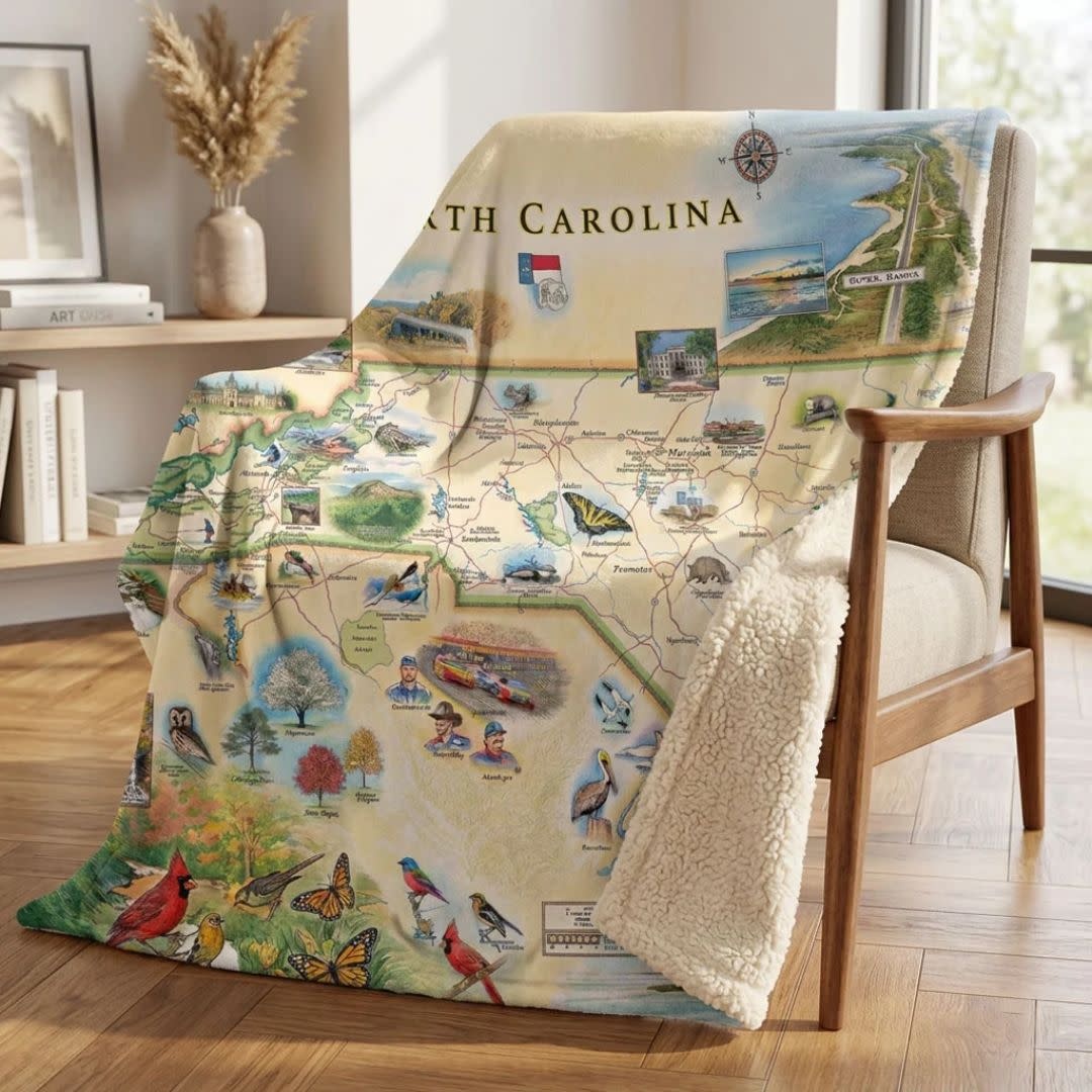Xplorer Maps Fleece Blanket - North Carolina