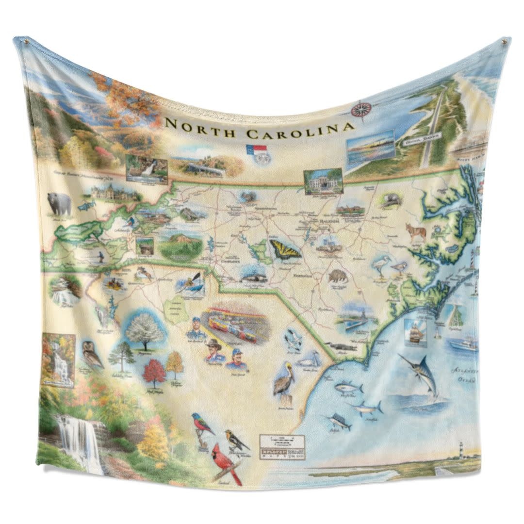 Xplorer Maps Fleece Blanket - North Carolina