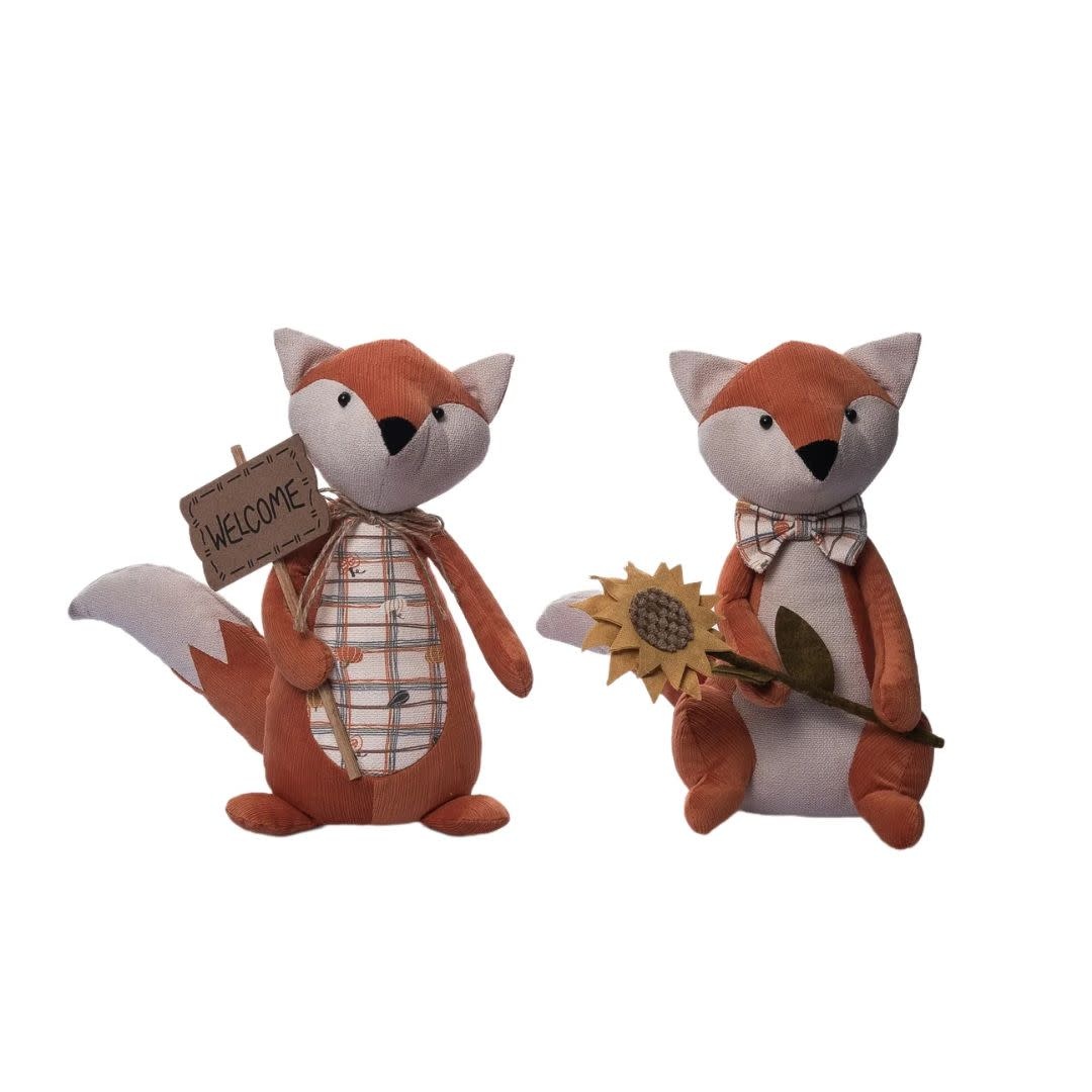 Transpac Plush Harvest Fall Fox Sitter