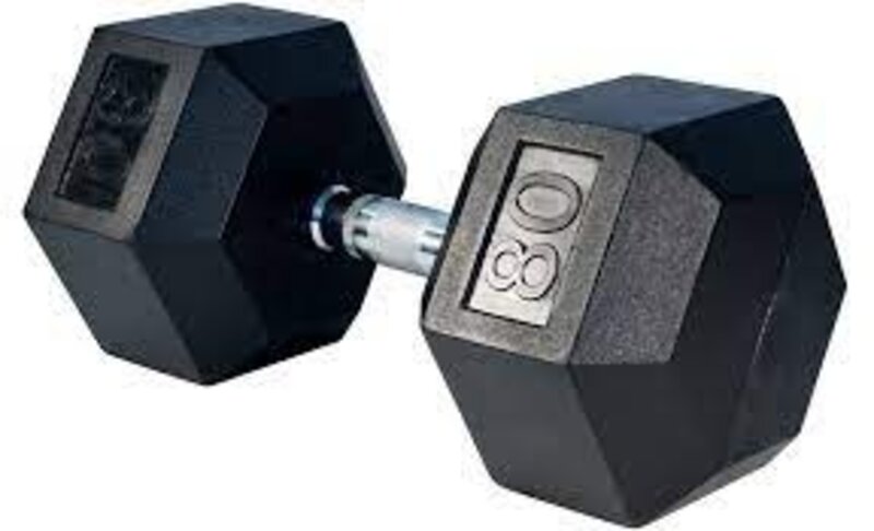 Rubber Hex Dumbbell 80lb