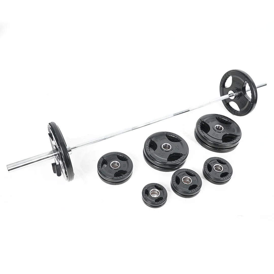Mega Fitness 300lb Rubber Olympic set with Barbell and Collars