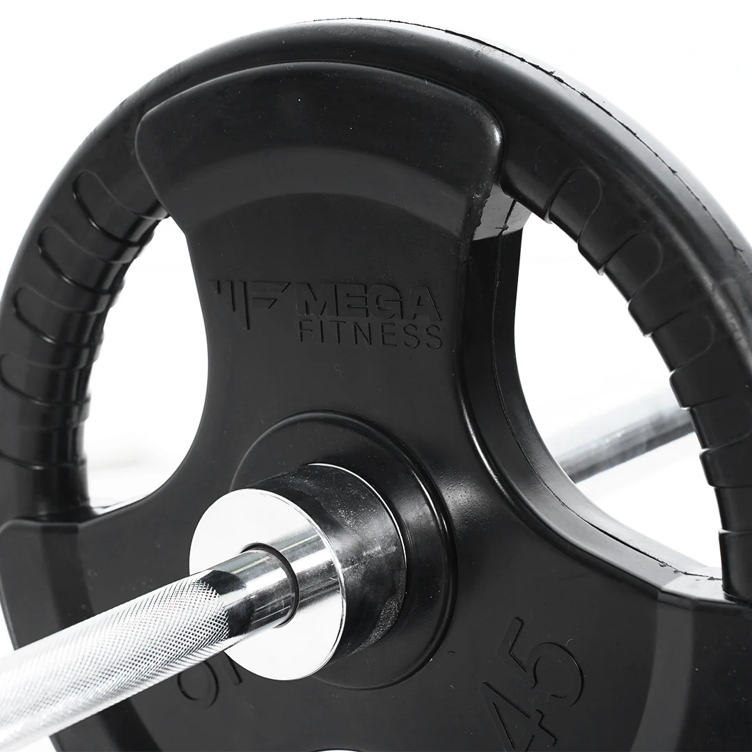 Mega Fitness 300lb Rubber Olympic set with Barbell and Collars