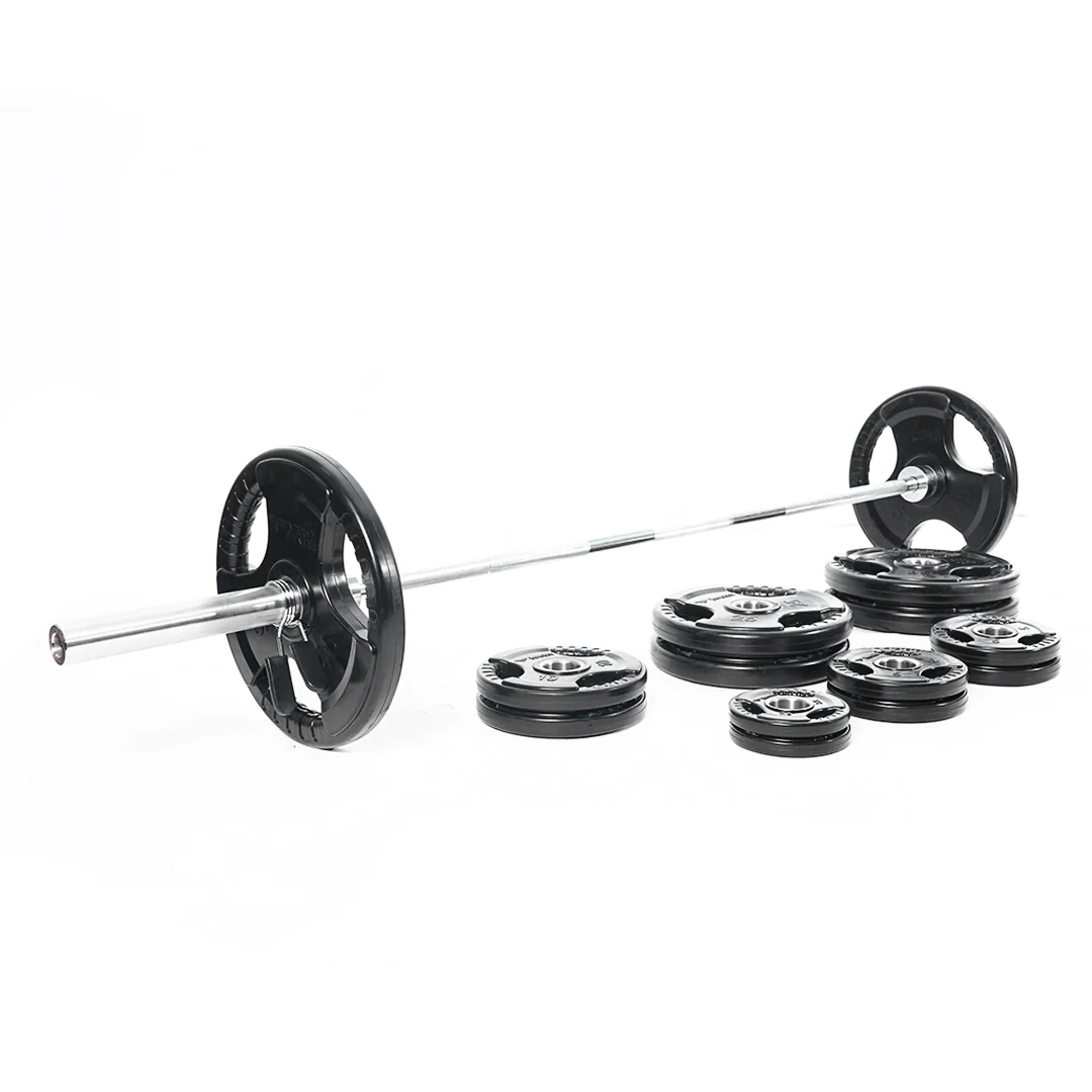 Mega Fitness 300lb Rubber Olympic set with Barbell and Collars
