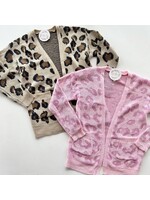 Tween Pink Leopard Open Front Cardigan