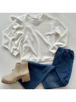 Tween White Ruffle Sleeve Sweater