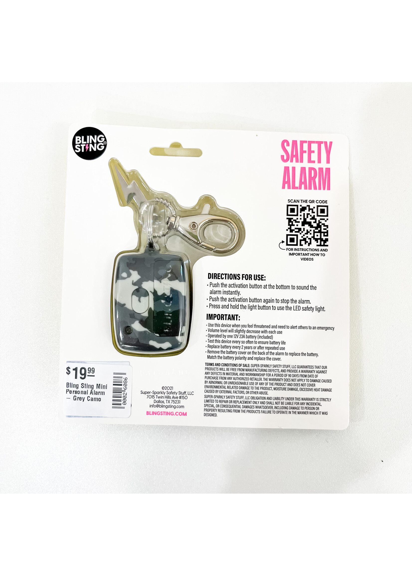Bling Sting Mini Personal Alarm - Grey Camo - Ramsey Rae by The