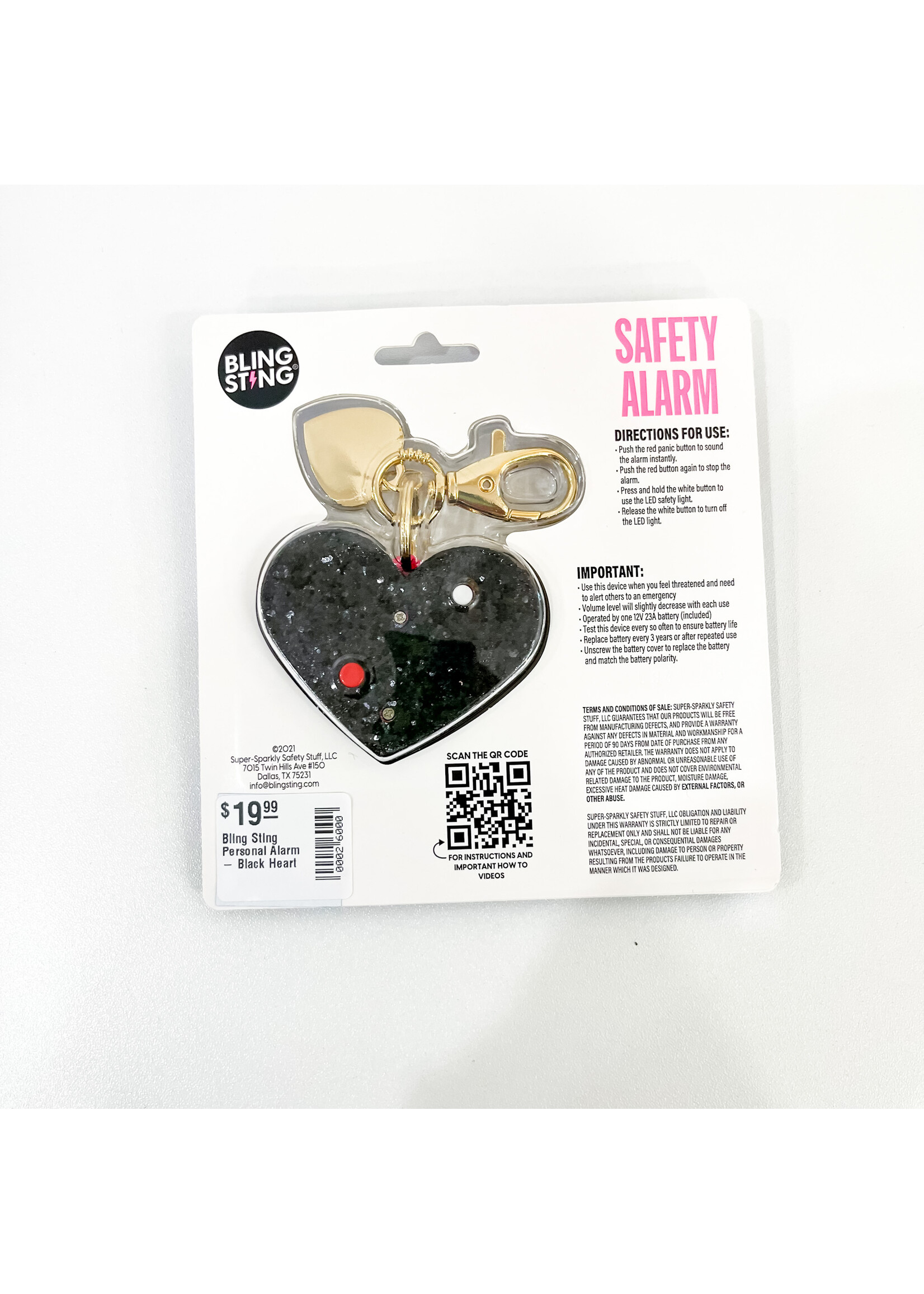 Bling Sting Personal Alarm - Black Heart - Ramsey Rae by The Magnolia