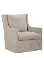Lee Industries C1211-01SW Slipcovered Swivel Chair in Eleanor Sky (grL) Banded Skirt in Eleanor Stone