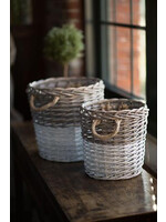 Vagabond Vintage Round Willow Baskets Dipped In White, Set of 2