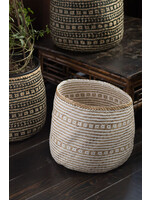 Vagabond Vintage Handwoven Cylinder Basket in White & Natural Seagrass