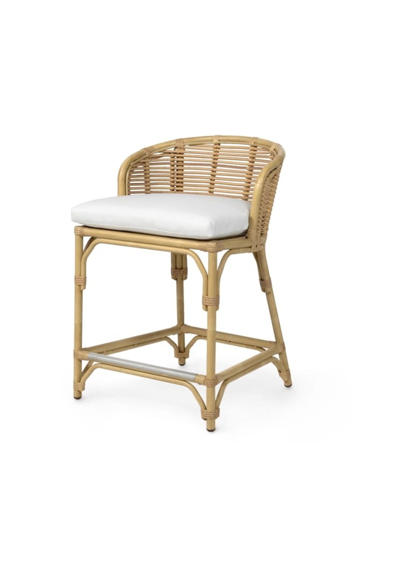 Palecek Camino OD 24" Counter Stool - Natural - In/Out Ivory Lthrette