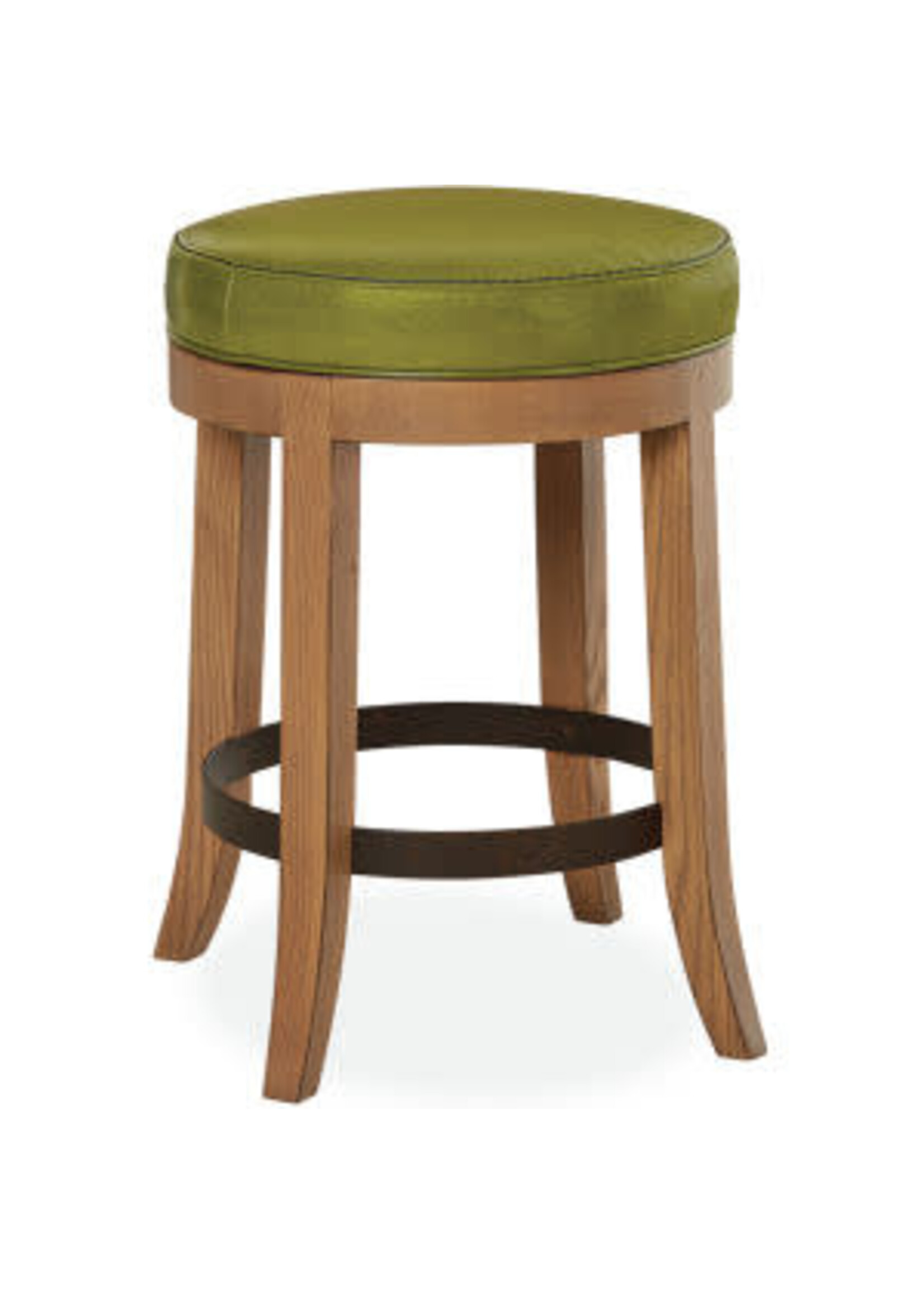 Lee Industries L5973-51SW Leather Counter Stool in Buckskin Ash, Ebony Finish, Nickel Ring