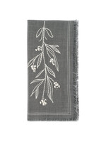 Karma Embroidered Cotton Dinner Napkins Mistletoe S/4