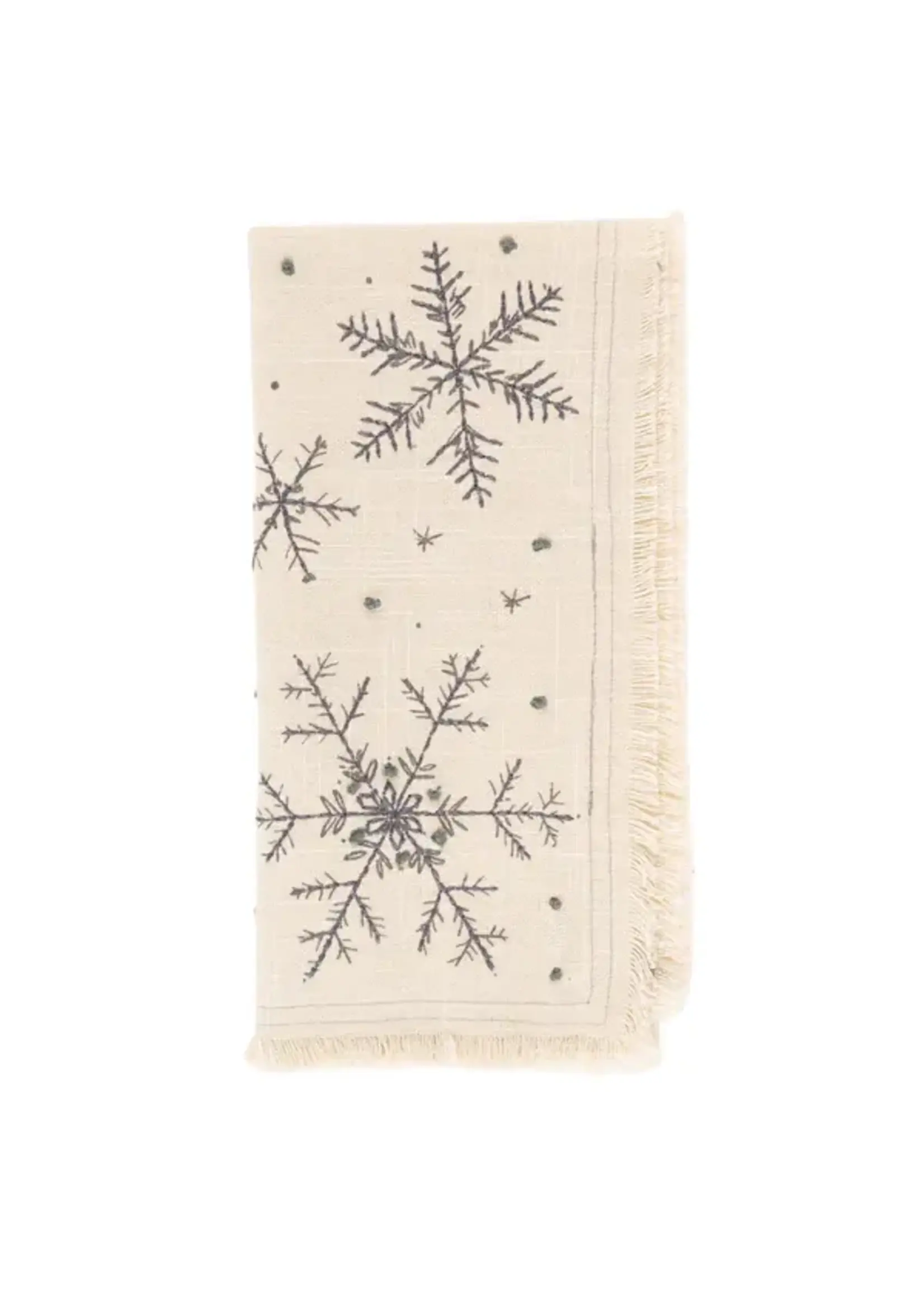 Karma Embroidered Cotton Dinner Napkins Snowflake S/4