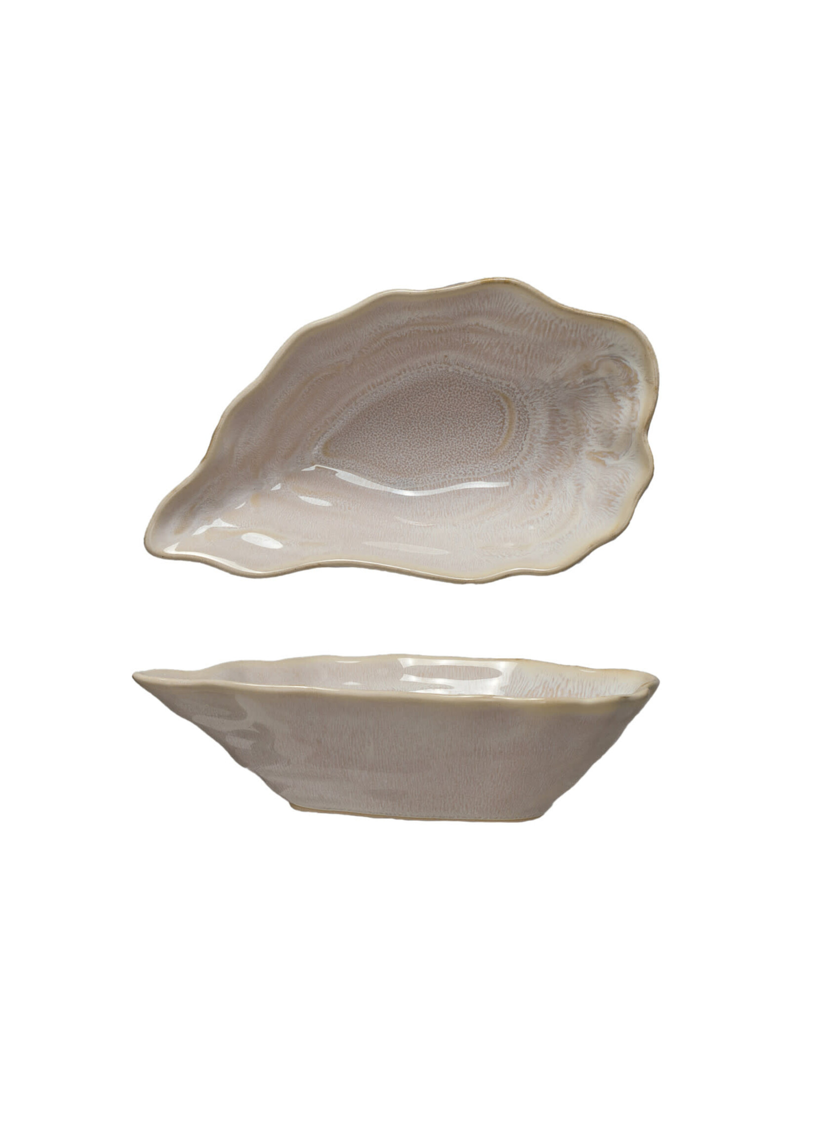 Creative Co-Op Stoneware Oyster Shell Shaped Bowl