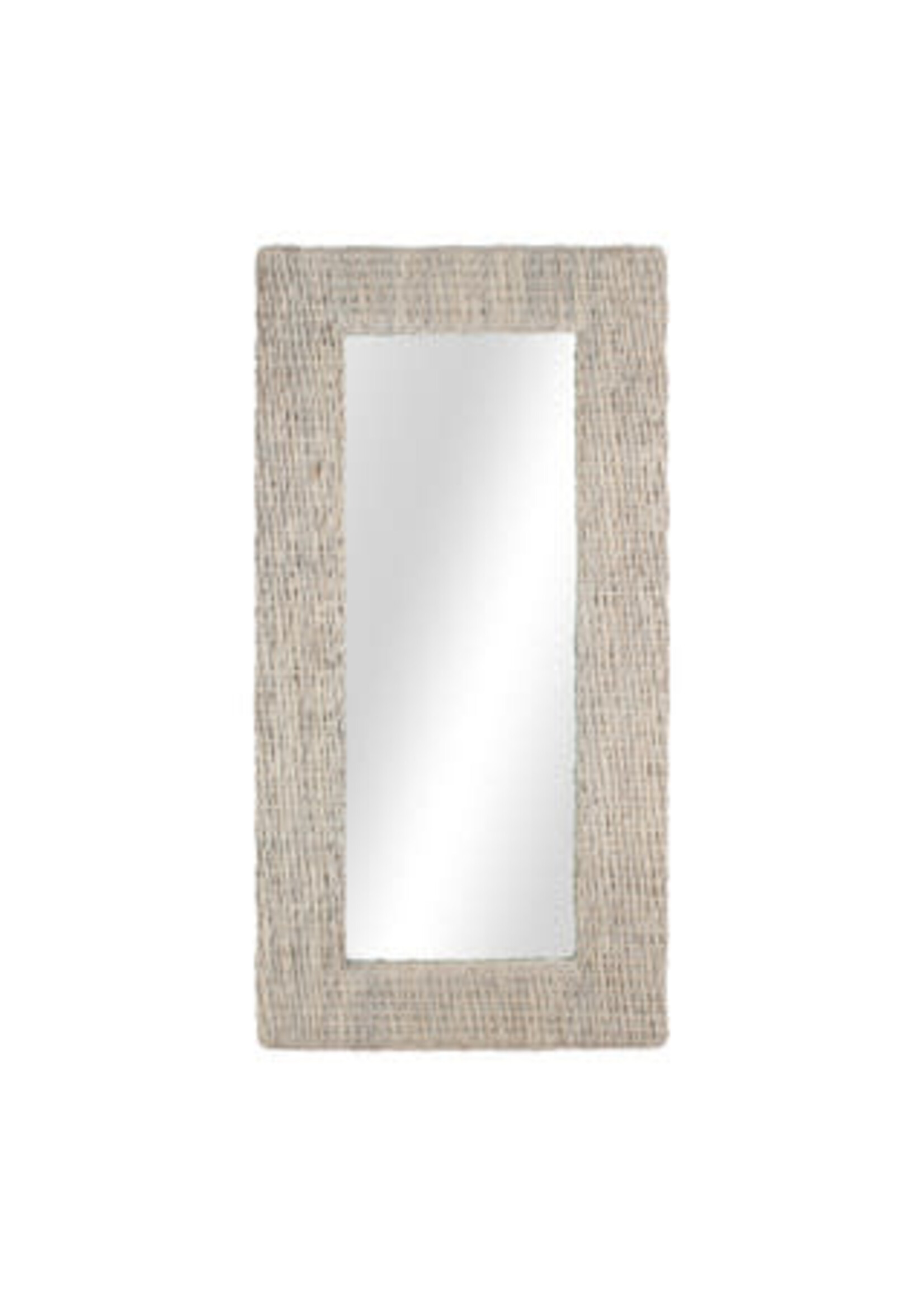 Jeffan Avalone Leaning Abaca Mirror, 79"High, White Wash