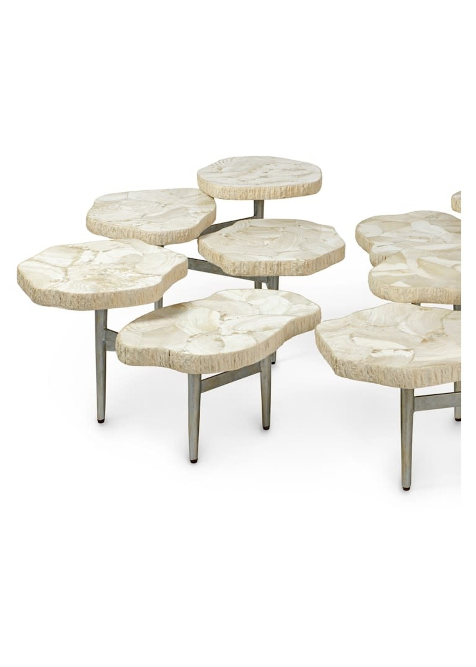 Palecek Merced Fossilized Clam 5 Top Table, 2 pieces