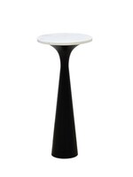 BIDK Home Round White Marble Top Table w/Black Base - White - White