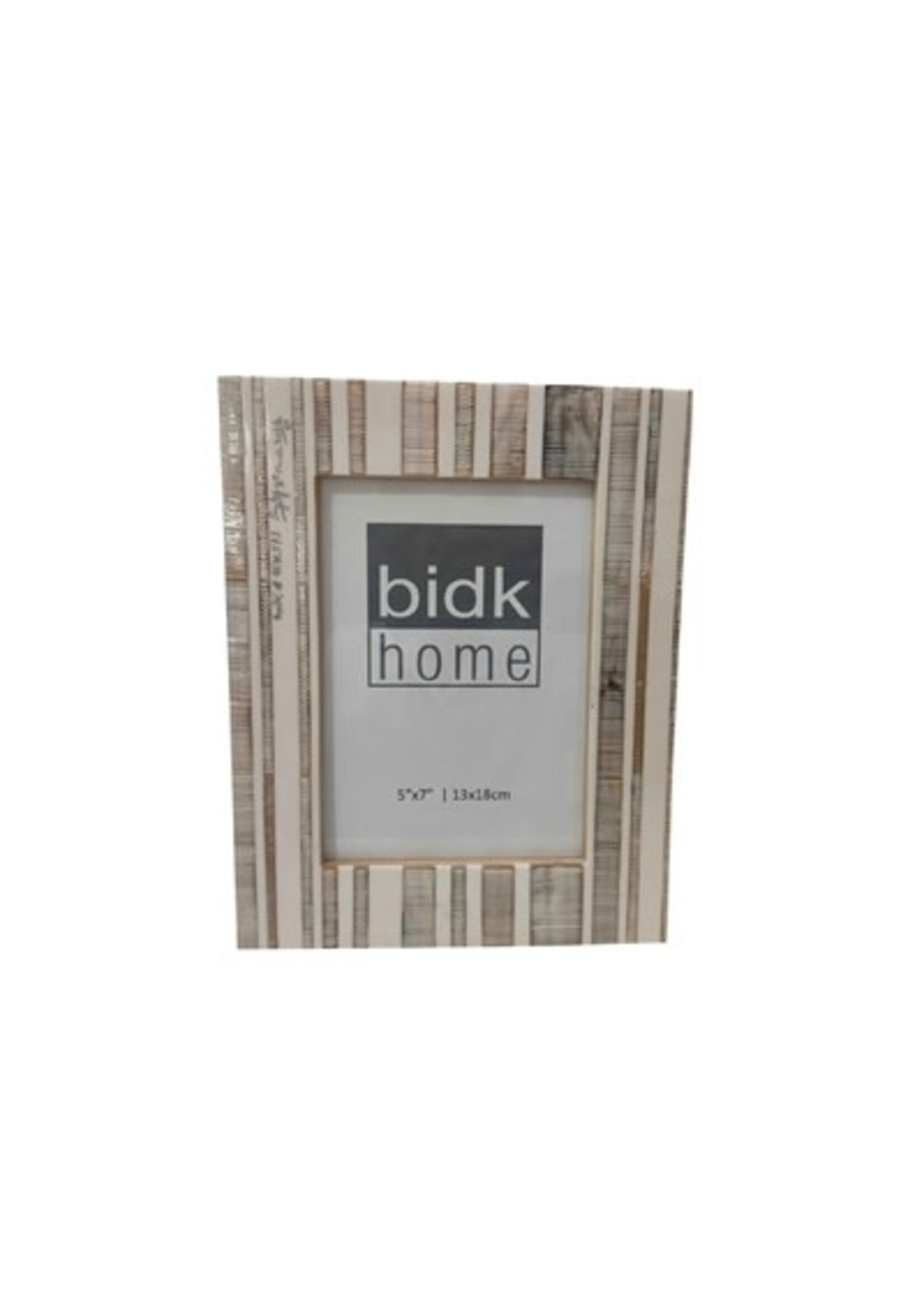 BIDK Home White & Light Grey Resin Picture Frame 5x7