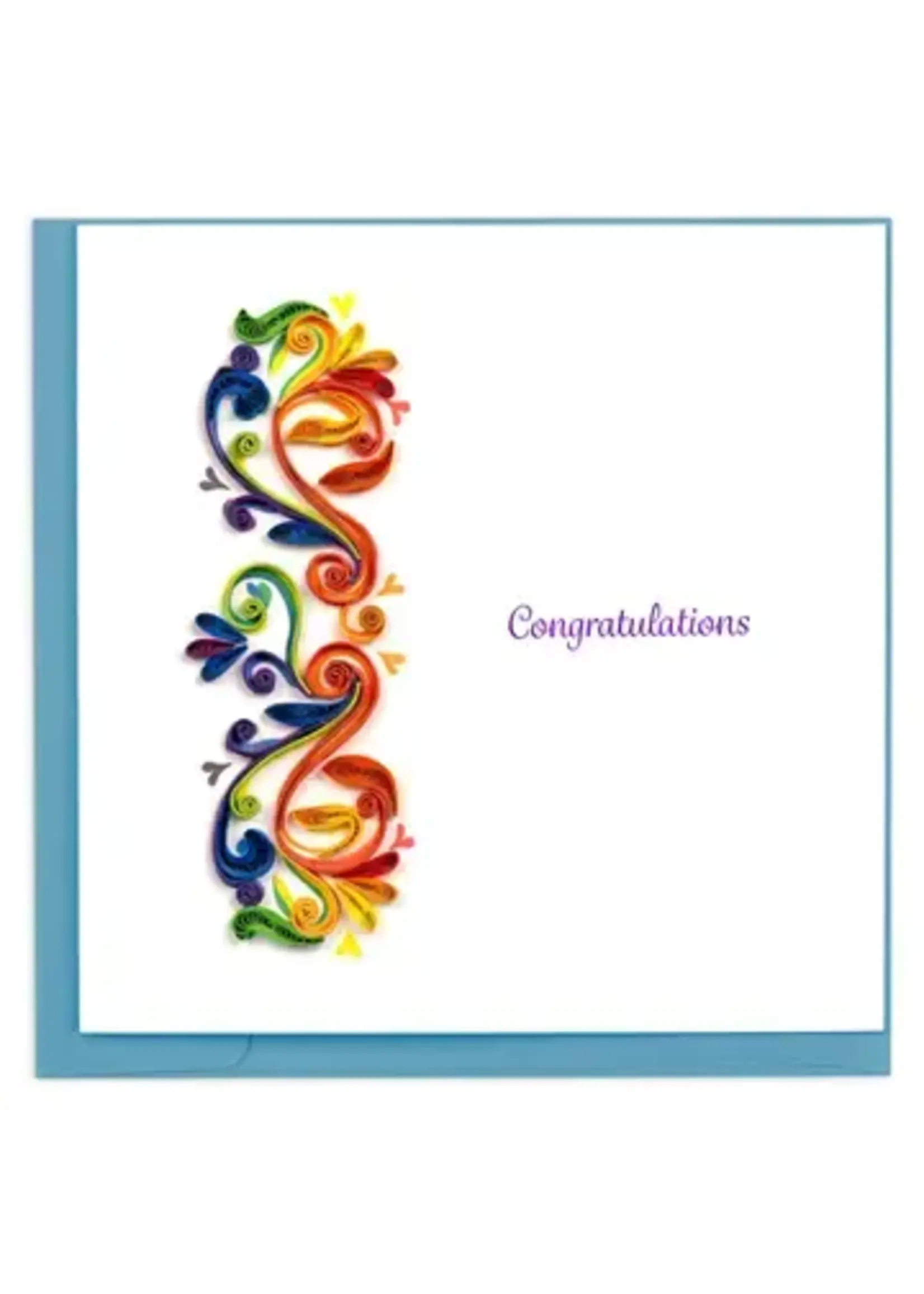 Quilling Cards Quilled Rainbow Swirl Congratulations Greeting Card