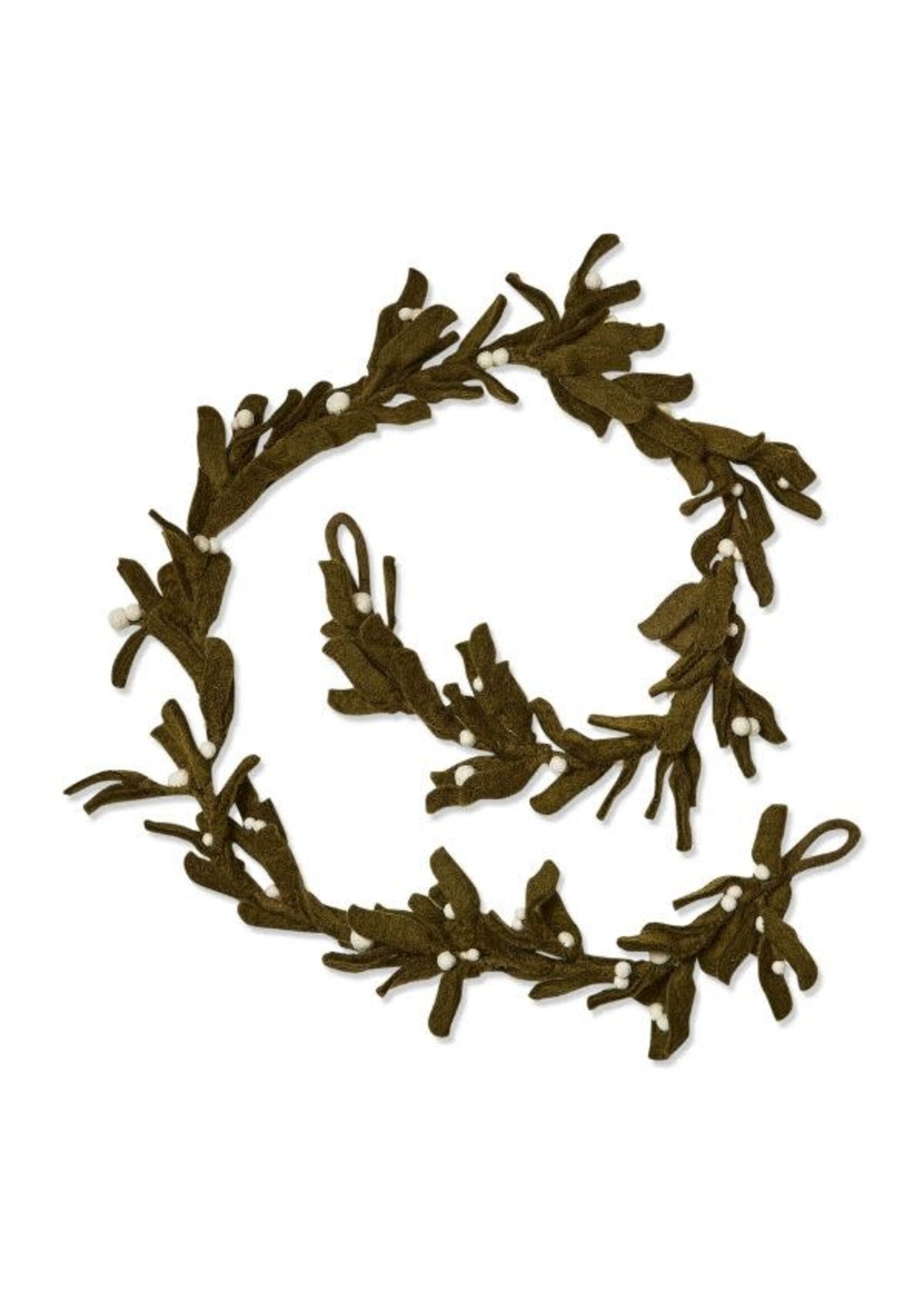 Tag Mistletoe Wool Felt Garland - Green Multi