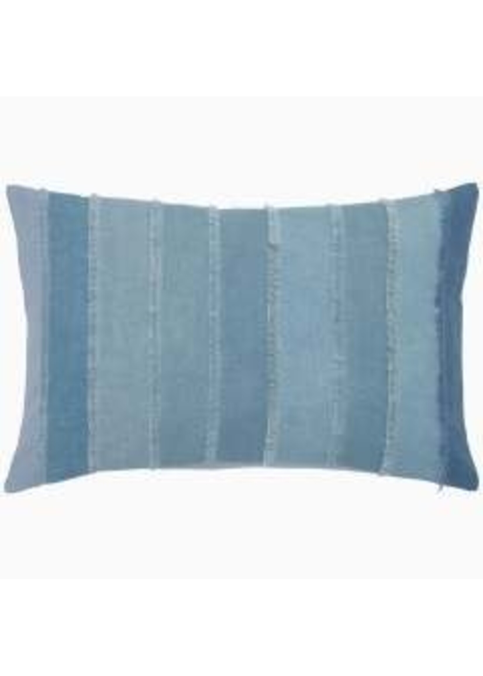 John Robshaw Textiles Fringed Light Indigo Kidney Pillow 12x18