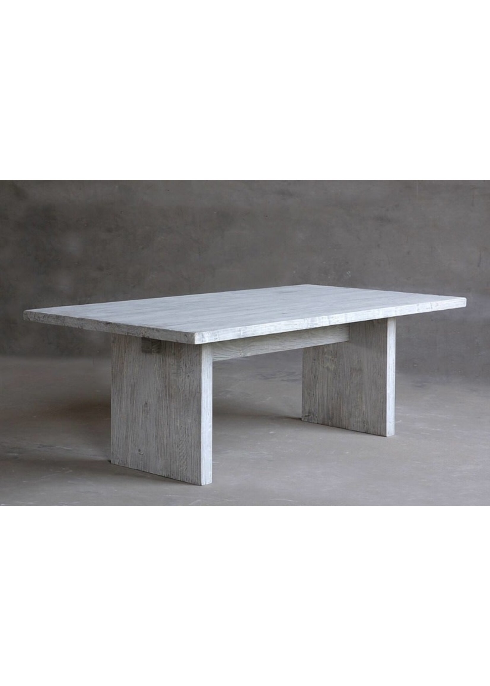 Reclaimed Elm Plank Table – Charcoal Solid Leg Design