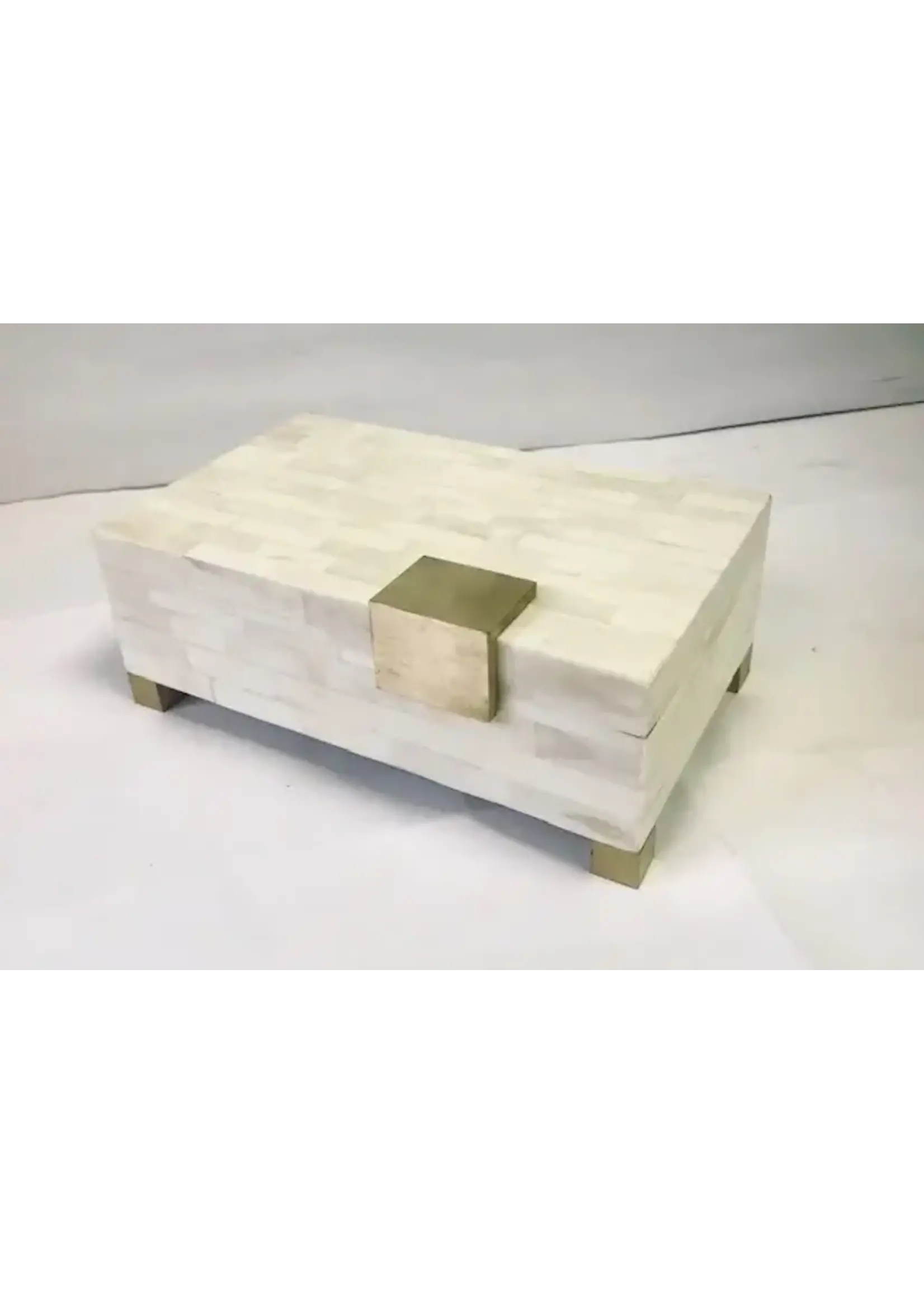 DV451 White/Brass Bone Box, Medium