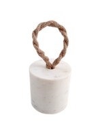 BIDK Home White Marble Door Stopper w/ Jute Handle